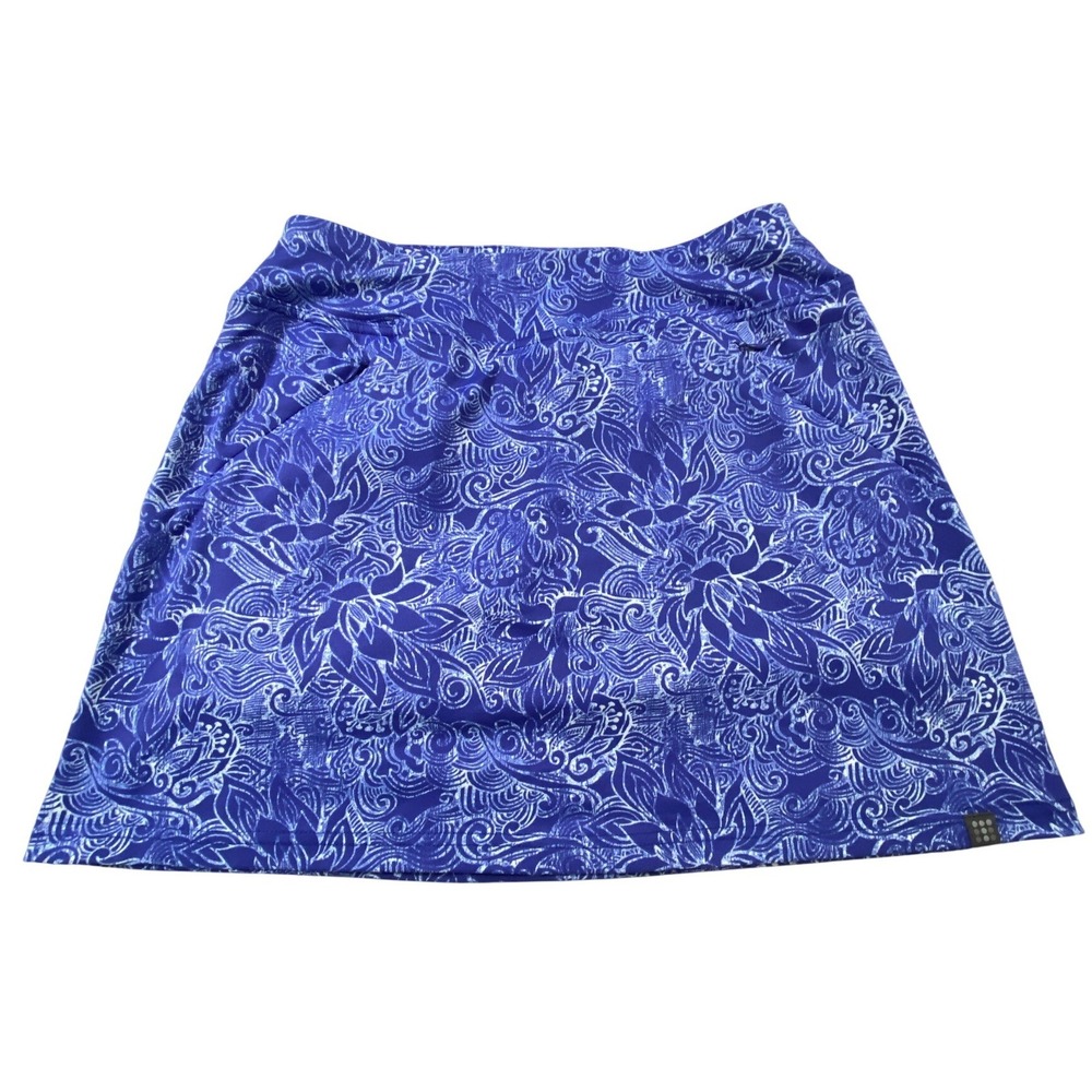 Title Nine Blue Paisley Floral Athletic Skort XS Mini Skirt with Shorts Pockets
